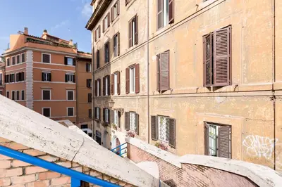 a view of a building from a stairway at Casa Vacanze Colosseum by Alice in Rome