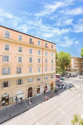 an overhead view of a large building with a street at Federici Guest House in Rome