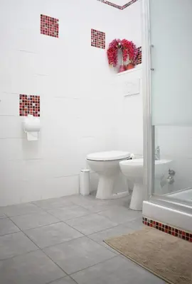 a white bathroom with a toilet and a sink at I Petali Guest House in Rome