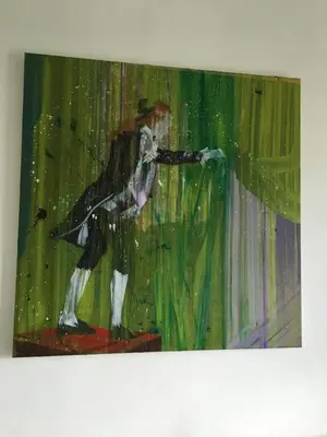 a painting of a woman standing on a stage at Megi San Peter Apartment in Rome