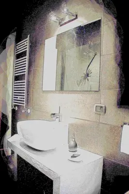 a bathroom with a sink and a spider on the wall at Blue Star luxury apartment San Giovanni - Colosseo in Rome