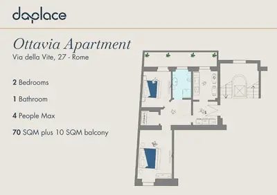 a floor plan of the alpha apartment at Daplace - Ottavia Apartment in Rome