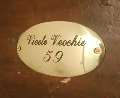 a white object with the words video telefiction on it at Vicolo Vecchio 59 in Rome