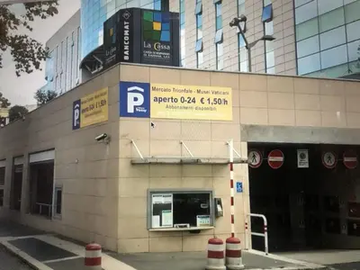 a building with a parking meter on the side of it at A 2 Passi Dai Musei Luxury Guest House in Rome