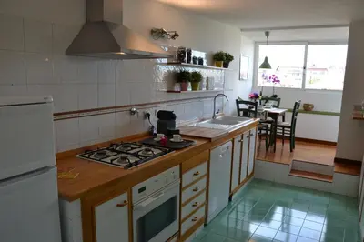 a kitchen with a stove top oven next to a sink at Penthouse Cardello Colosseum in Rome