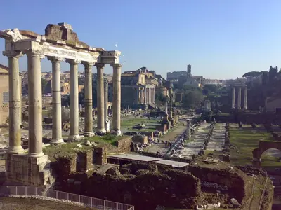 an aerial view of the ruins of the ancient city at SuityRHome RioneMonti118 in Rome