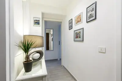 a hallway with a potted plant on a shelf at Sallustio Fine Rooms Guest House in Rome