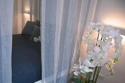a vase with white flowers in front of a mirror at Relais Dolcevita in Rome