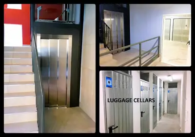 a collage of photos of a shopping center at SkyTower in Rome