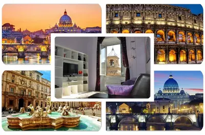 a collage of pictures of sights and buildings at Valentina Vatican Apartment in Rome