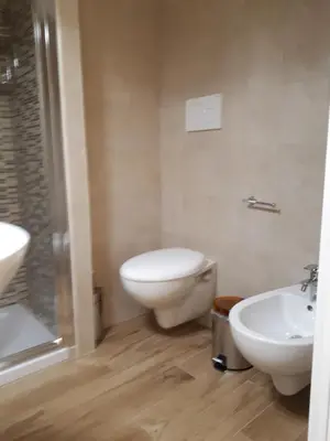 a bathroom with a toilet and a sink at Clodio Rooms in Rome