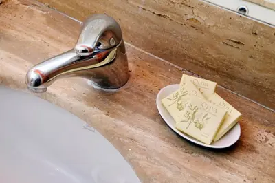 a bathroom sink faucet with a soap dish at Pantheon Family Junior Suite in Rome