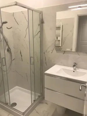 a bathroom with a shower and a sink at B&B Palombini in Rome