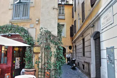 an alley with plants growing on the side of a building at Antica Dimora dell'Orso in Rome