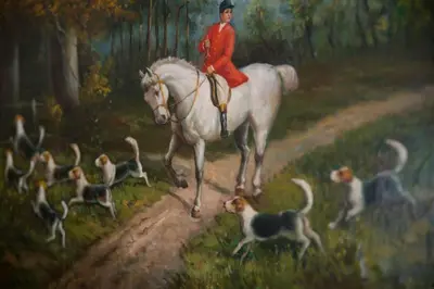 a painting of a man on a horse and a group of birds at Plumbird Boutique & Apartment in Rome