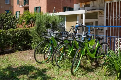 two bikes parked in front of a house at Roma Chic Flat Monte Mario in Rome