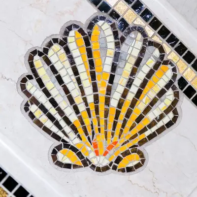 a painting of a peacock on a tile floor at Hotel Celio in Rome