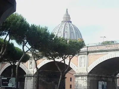 a building with a dome in the background with trees at Interno 9 a San Pietro in Rome