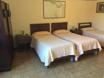 a bedroom with two beds and a picture on the wall at Hotel Touring in Rome