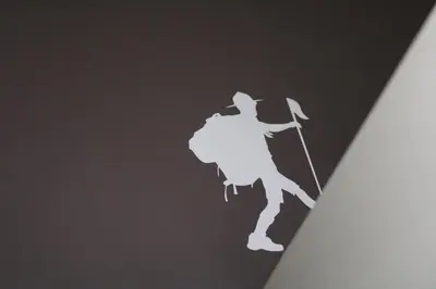 a sticker of a man holding a spear at Roma Scout Center in Rome
