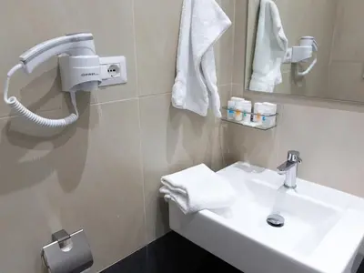 a bathroom with a sink and a mirror at Venustas Roma Hotel in Rome