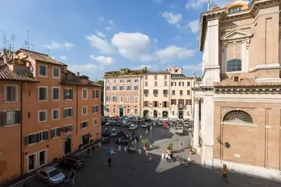 a view of a city street with buildings at Piazza Navona-Coronari House in Rome