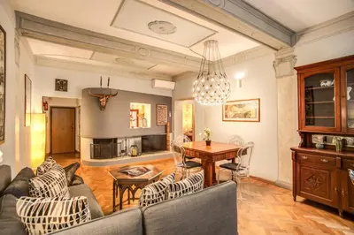 a living room with a couch and a table at Governo Vecchio in Rome