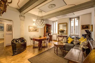 a living room with a couch and a table at Governo Vecchio in Rome