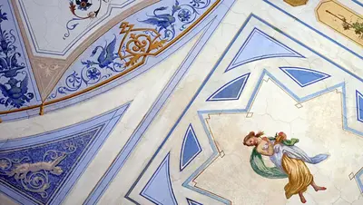 a ceiling with a painting of a horse on it at Nobildonne Relais in Rome