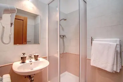 a bathroom with a sink and a shower at Hotel Mosaic in Rome