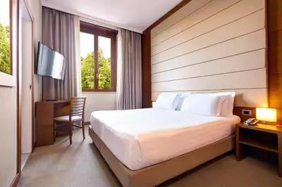 a hotel room with a bed and a television at Occidental Aurelia in Rome
