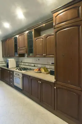 a kitchen with wooden cabinets and a counter top at Oscar 2 in Rome