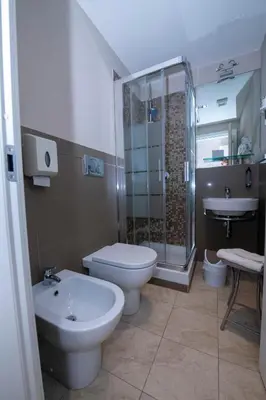 a bathroom with a toilet and a shower and a sink at Aelius in Rome