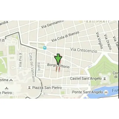 a map of vicaggia with a green arrow at Domus Ines Roma San pietro in Rome