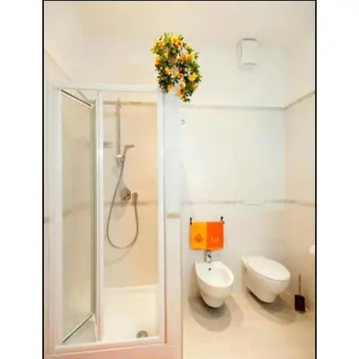 a white bathroom with a shower and a toilet at Domus Ines Roma San pietro in Rome