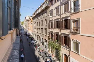a view of a city street with buildings at Monti Colosseum apartment in Rome