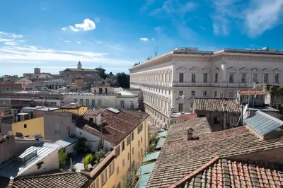 an aerial view of a city with buildings at Monti Deluxe - Terrace Spectacular View in Rome