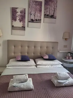 a bedroom with a large bed and a window at Hotel Castelfidardo in Rome