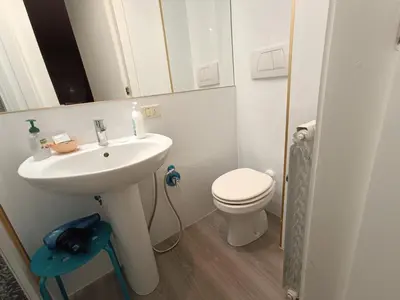 a bathroom with a white sink and a toilet at Quo Vadis Roma 2 in Rome