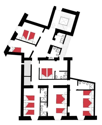 a black and white floor plan of a house at ROMA CENTER, Rione Monti, Apartament in Rome