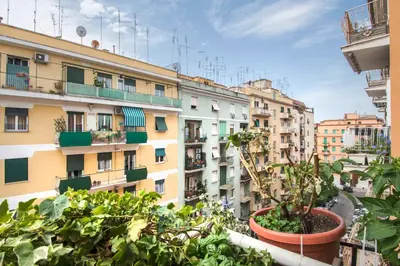 a view of an apartment building from a balcony at House Of Music in Rome