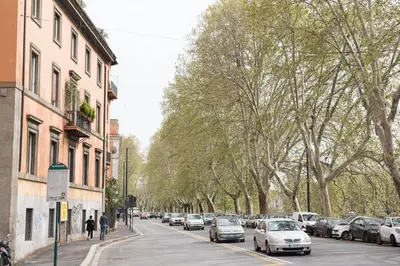 a street with cars parked on the side of the road at Domus Giulia in Rome