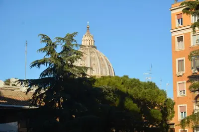 a tree in front of a building with a dome at Vatican Corner Family Apartment in Rome