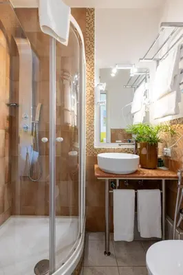 a bathroom with a shower and a sink at Superior Relais FCollection Temple View in Rome