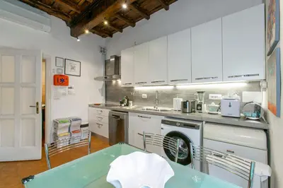 a kitchen with a dishwasher and a washing machine at Pantheon Palazzo Nari in Rome