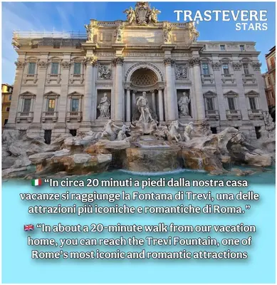 a picture of the trevi fountain in italy at Trastevere Stars in Rome