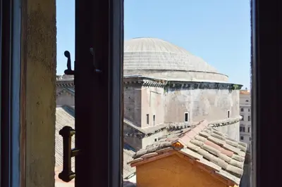 a view of a building from a window at Domus Rotundae Pantheon in Rome