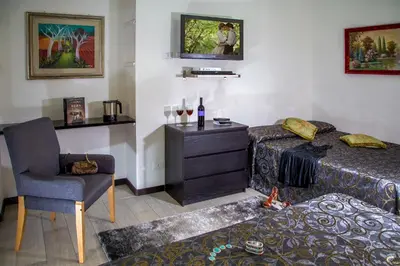a bedroom with a bed and a chair and a dresser at Roma Central Guest House in Rome