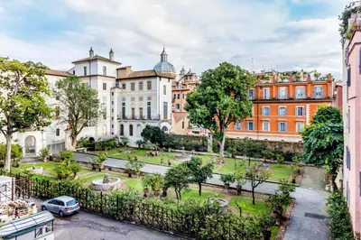 a view of a park in a city with buildings at Giulia's holidays in Rome