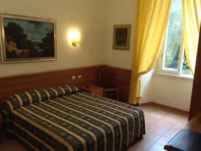 a bedroom with a bed and a window at Hotel Bolognese in Rome